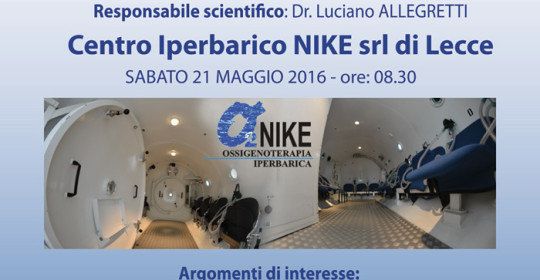 3^ Edizione del Corso Base teorico e pratico di formazione all’Ossigeno Terapia Iperbarica