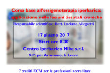 Corso base all’ossigenoterapia iperbarica: applicazione nelle lesioni tessutali croniche