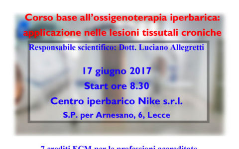 Corso base all’ossigenoterapia iperbarica: applicazione nelle lesioni tessutali croniche